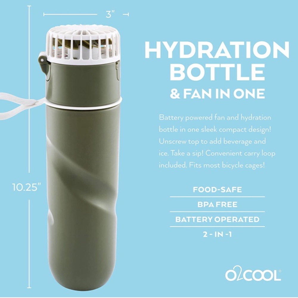 O2Cool Breezy Sip Battery Powered Fan & Hydration Bottle